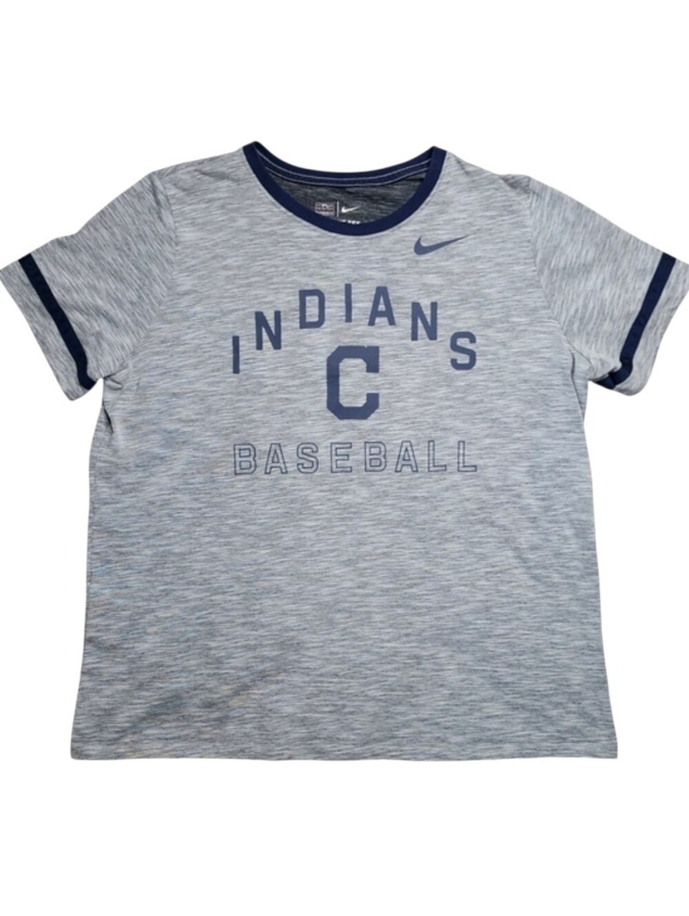 Cleveland Indians Guardians Nike Dri Fit XL Gray Navy MLB Official Tee Shirt